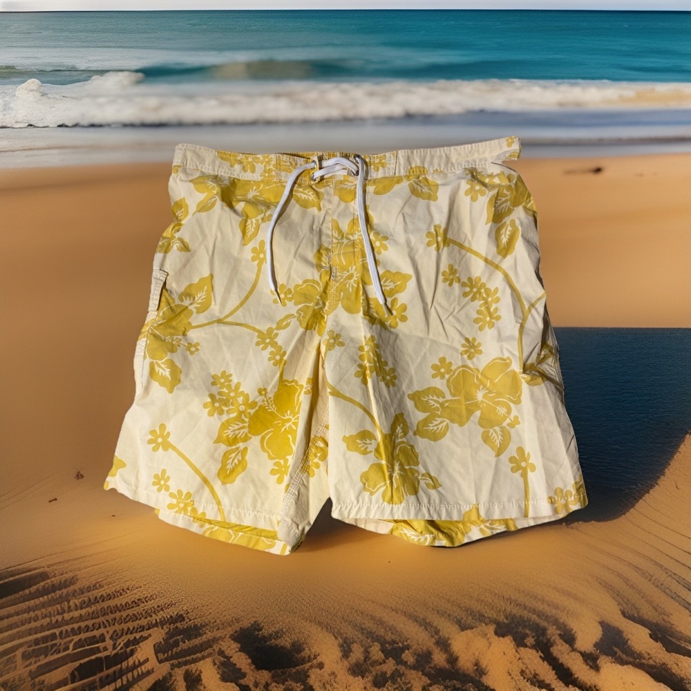 Old‎ Navy Men's 2XL Pull-On Combo Board Shorts Swim Trunks Yellow Hawaiian